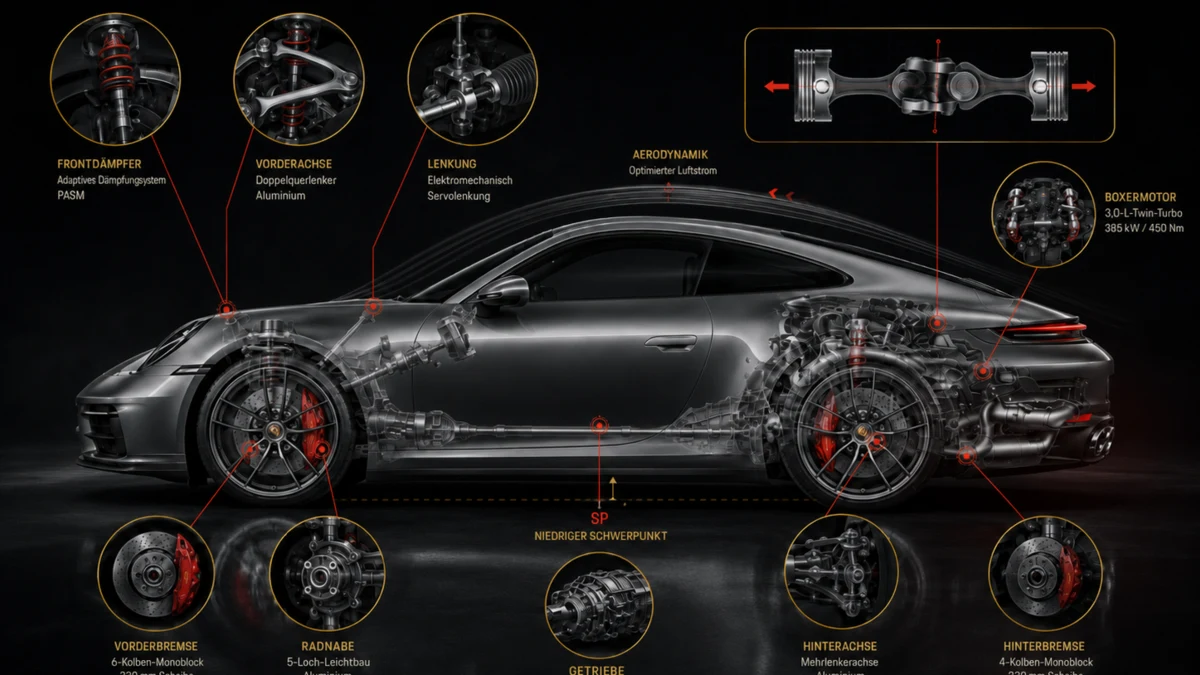 Technische Illustration des Heckmotor- und Boxer-Konzepts