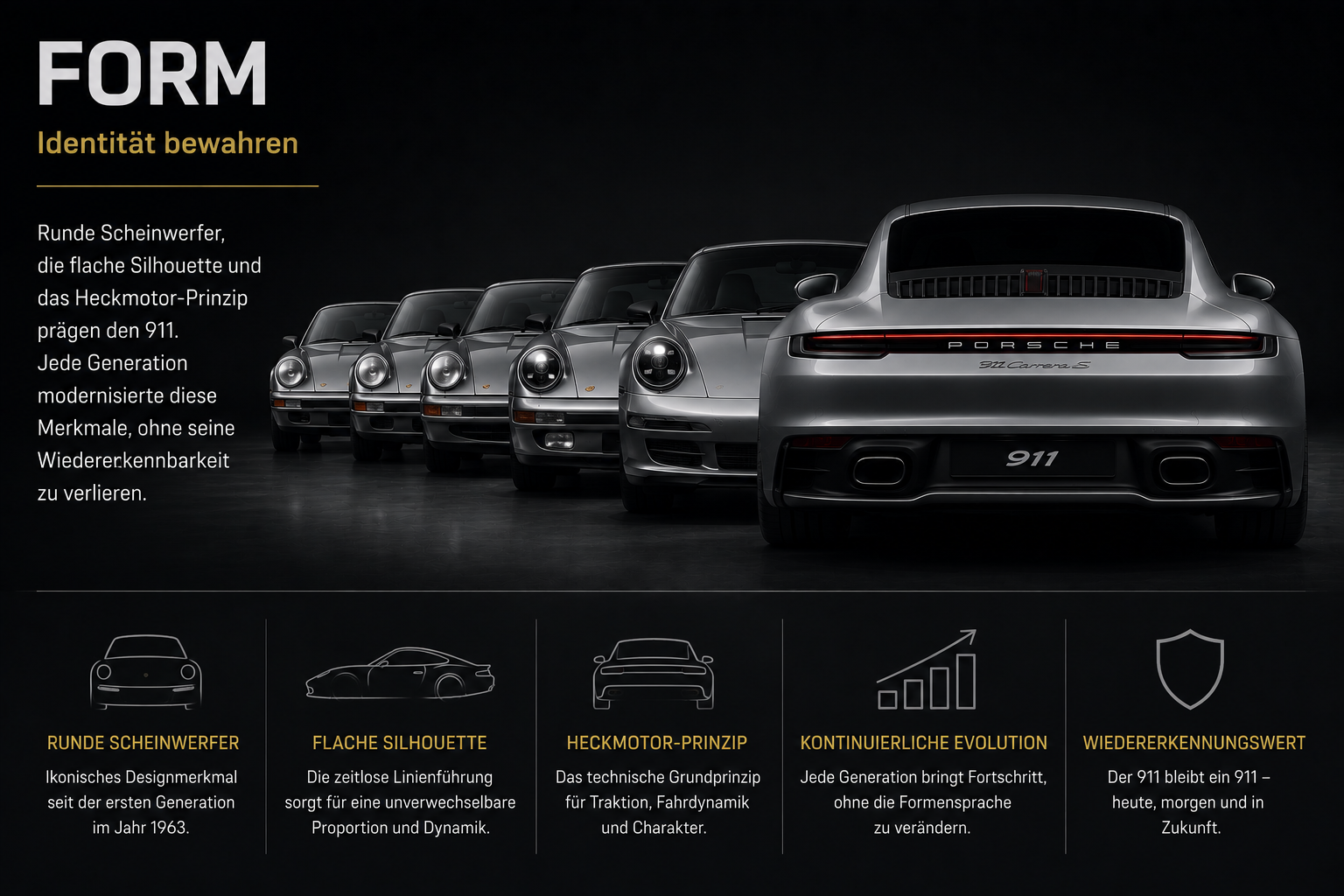 Infografik zur Form des Porsche 911: Identität bewahren