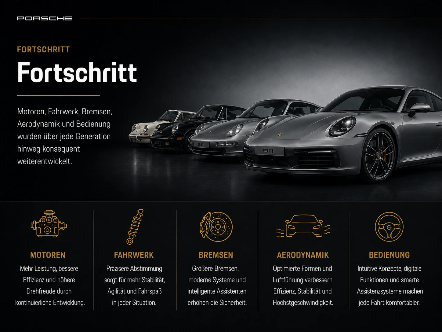 Infografik zum Fazit Fortschritt des Porsche 911