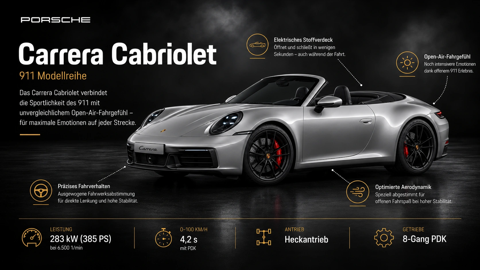 Porsche 911 Carrera Cabriolet in der Frontansicht