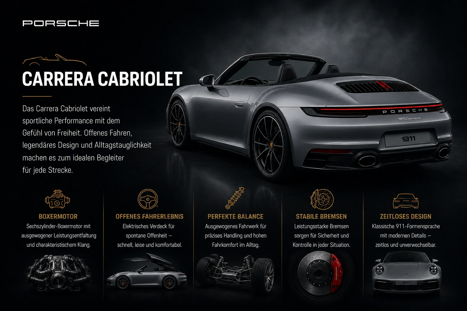 Porsche 911 Carrera Cabriolet in der Rückansicht