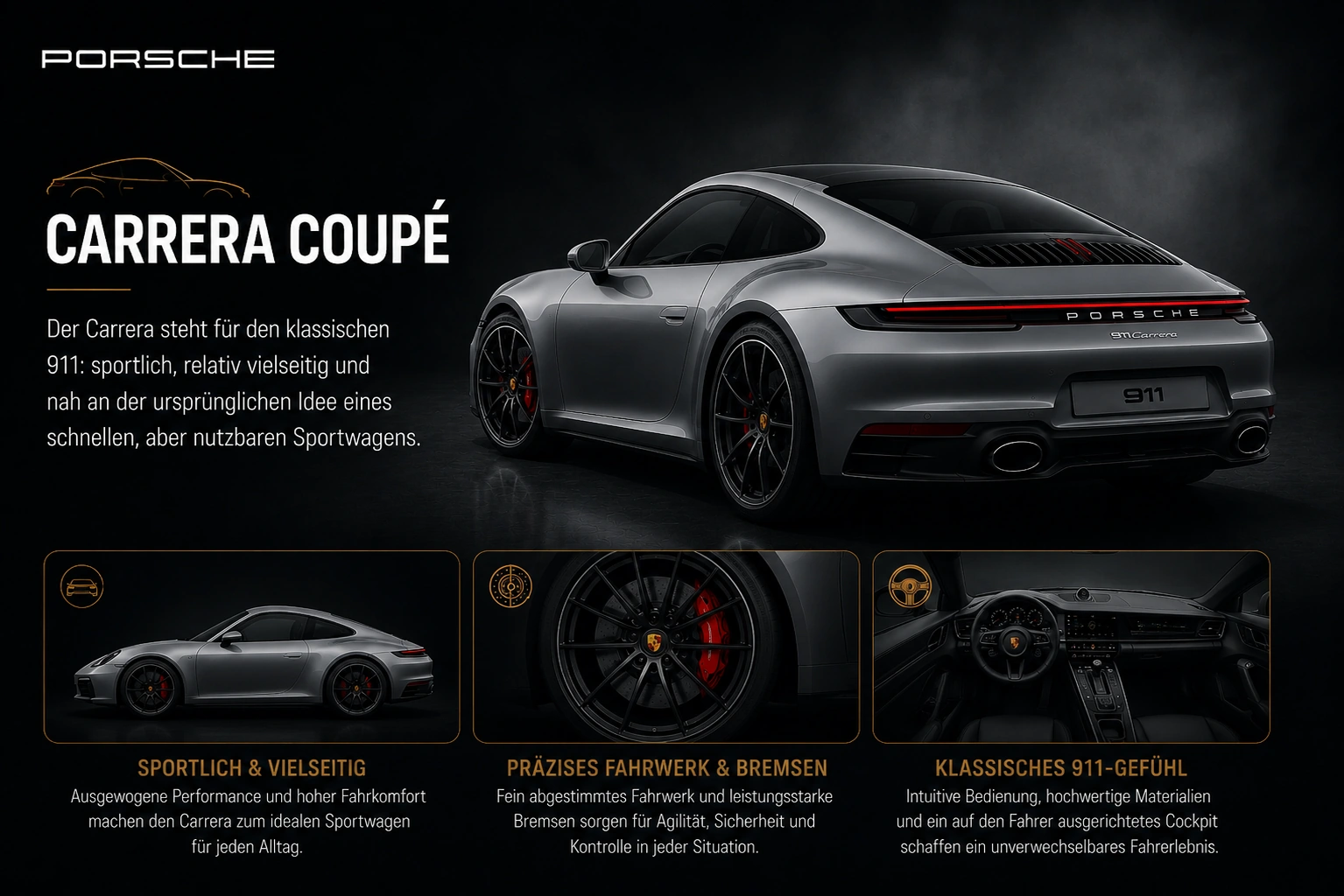 Porsche 911 Carrera Coupé in der Rückansicht