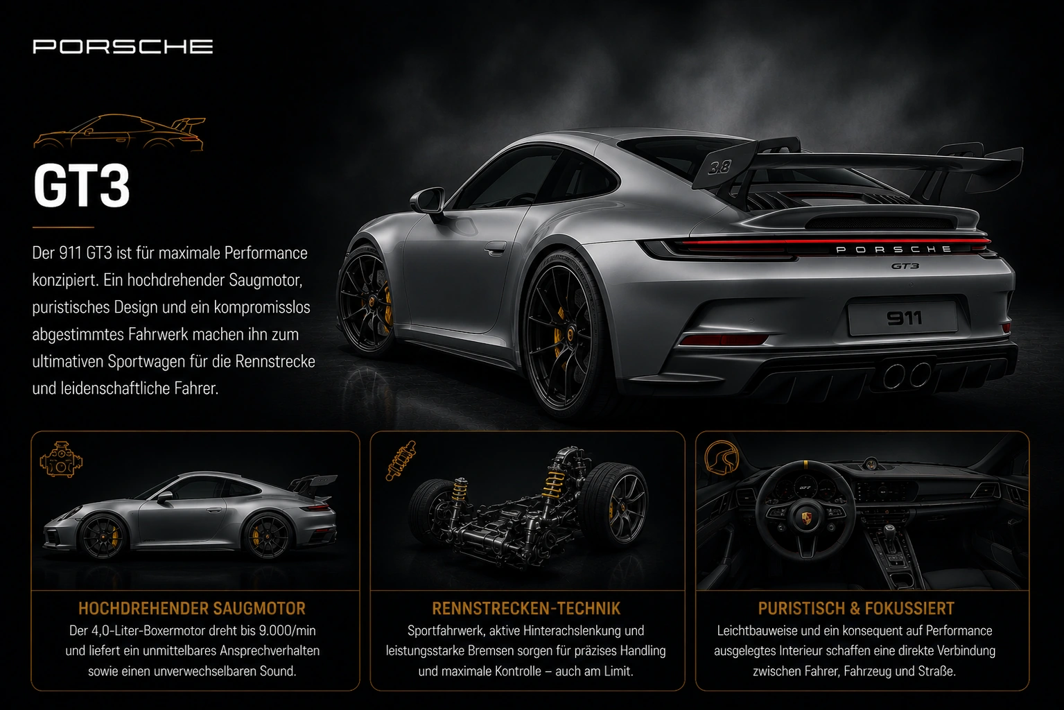 Porsche 911 GT3 in der Rückansicht