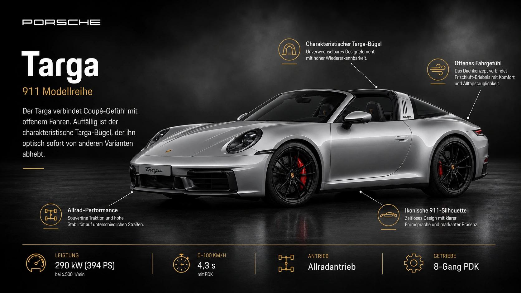 Porsche 911 Targa in der Frontansicht