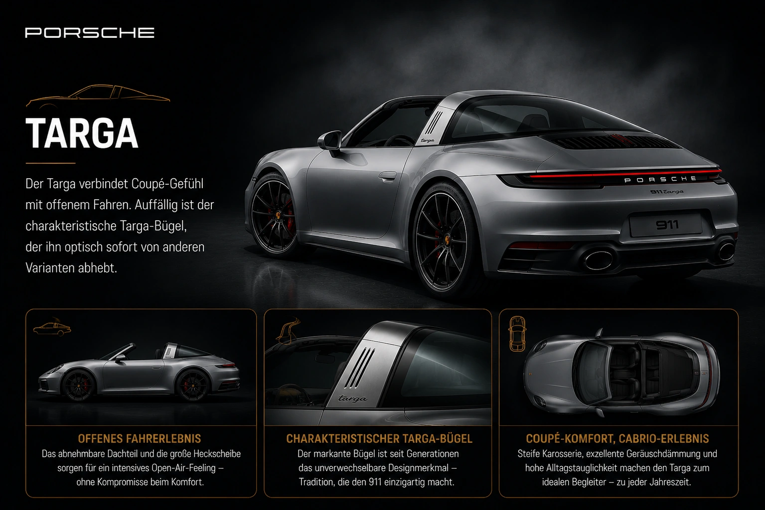 Porsche 911 Targa in der Rückansicht