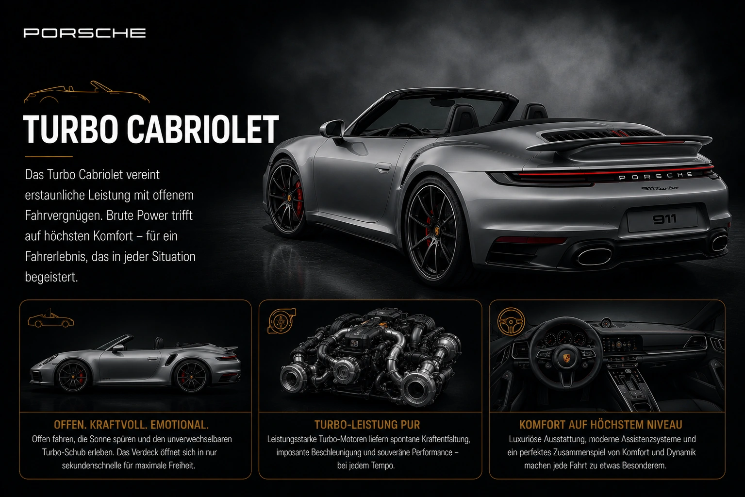 Porsche 911 Turbo Cabriolet in der Rückansicht